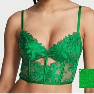 Victoria's Secret | Very Sexy Ziggy Glam Embroidery Corset Top Size M Green
